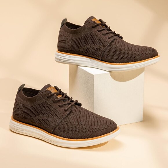 Men's Brown Knit Flex Breeze Mesh Lightweight Casual Walking Sneaker Shoes - Picture 10 of 10